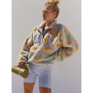 NWT Free People Hit The Slopes Printed Fleece Pullover, Medium